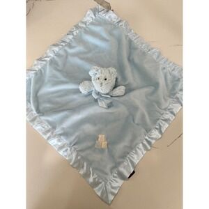 Bearington Baby Blue Teddy Bear Lovey Security Blanket Satin Trim ABC Blocks